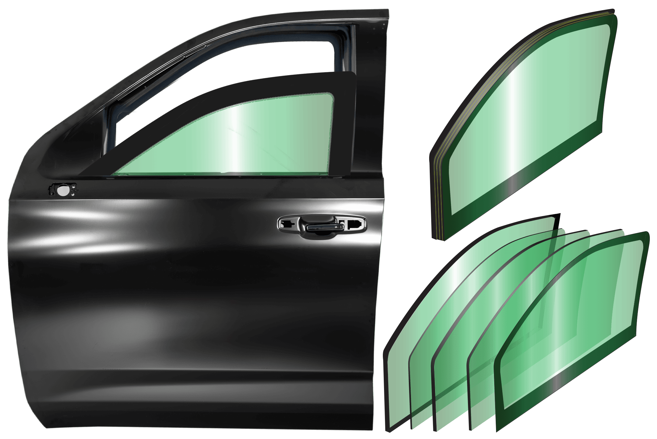 Armored Cadillac Escalade ESV with ballistic-glass impact testing marks on the windshield and side windows